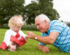 grandfather with toddler