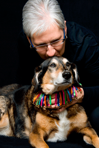 Woman loving her dog